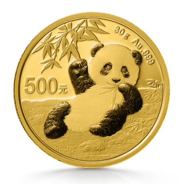 China Panda Goldmünze 500 Yuan 2020 - 30 Gramm ohne Folie