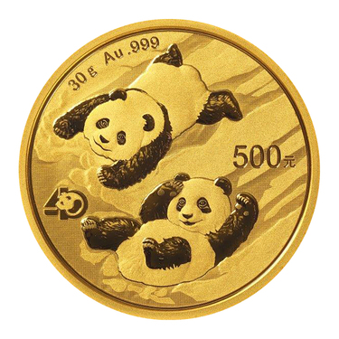 China Panda Goldmünze 500 Yuan 2022 - 30 Gramm in Original-Folie
