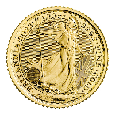 Englische Britannia King Charles III Goldmünze 2023 - 999,9 Gold - 1/10 Unze