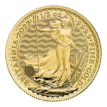 Englische Britannia King Charles III Goldmünze 2023 - 999,9 Gold - 1/2 Unze