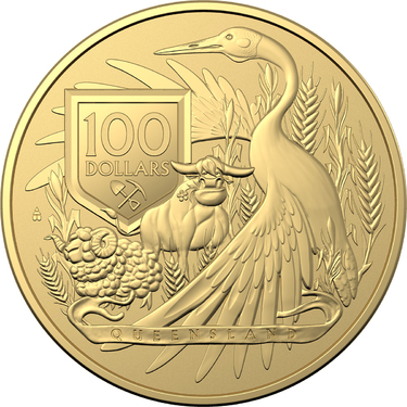 Goldmünze Coat of Arms Australien - Queensland - 2023- RAM - 1 Unze Feingold