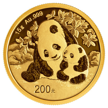China Panda Goldmnze 200 Yuan 2024 - 15 Gramm in Original-Folie