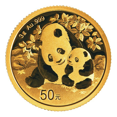 China Panda Goldmnze 50 Yuan 2024 - 3 Gramm in Original-Folie