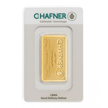 Goldbarren 25 Gramm Feingold - C. Hafner - neu