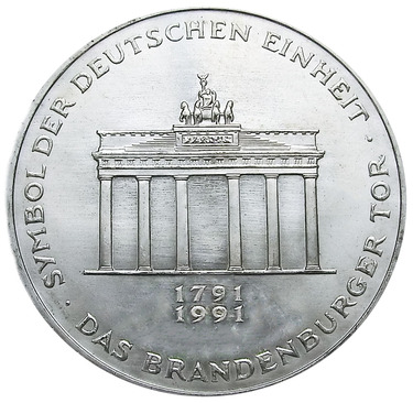 10 Mark Silbermünze 1991 Brandenburger Tor - J.452