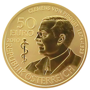 50 Euro Goldmünze Österreich Clemens von Pirquet 2010 - 10,0 gr. Feingold