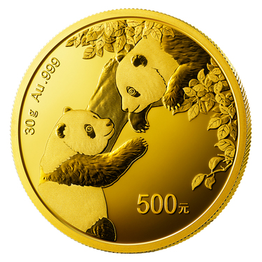 China Panda Goldmünze 500 Yuan 2023 - 30 Gramm in Original-Folie