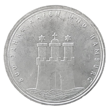 10 Mark Silbermünze 1989 Hamburg - J.448