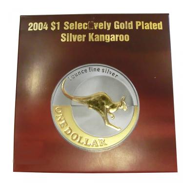 Silbermünze Kangaroo 2004 - RAM - 1 Unze Feinsilber gilded - mit BOX und Zertifikat