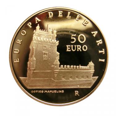 Goldmünze 50 Euro Europa Delle Arti L`Tower of Belem Lissabon 2008