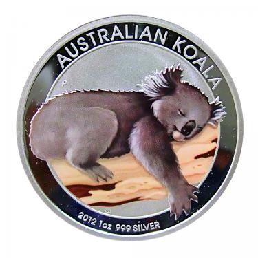 Silbermünze Koala 2012 coloriert - 1 Unze 999 Feinsilber