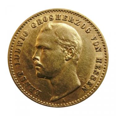 10 Mark Goldmünze Ernst Ludwig, Hessen 1869-1898 - J.224