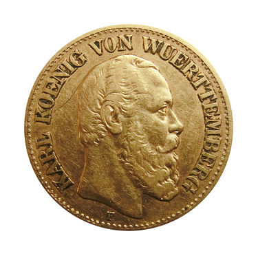 10 Mark Goldmnze Karl, Wuerttemberg 1890-1891 - J.294