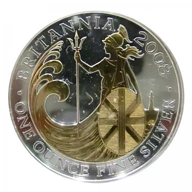Englische Britannia Silbermünze 2008 gilded - 1 Unze