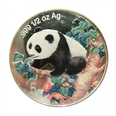 China Panda Silbermünze 1998 - 1/2 Unze - coloriert