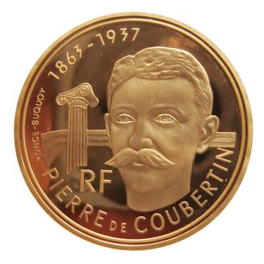 Frankreich 500 Francs Albertville Pierre de Coubertin 1991 in PP