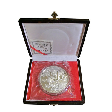 China Panda Silbermünze 1992 - 5 Unzen - PP - mit Zertifikat