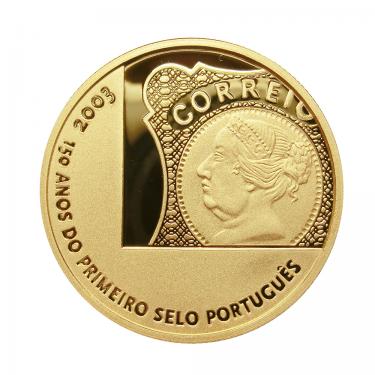 Goldmünze 5 Euro Portugal 2003 150 Jahre Briefmarken in Portugal PP
