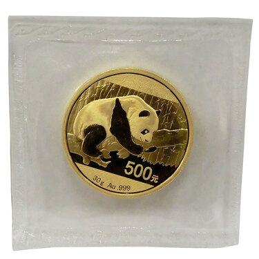 China Panda Goldmünze 500 Yuan 2016 - 30 Gramm in Original-Folie