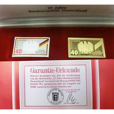 Goldprägung der Briefmarke 25 Jahre Deutschland Limited