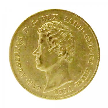 Goldmünze 20 Lire Charles-Albert von Sardinien 1834