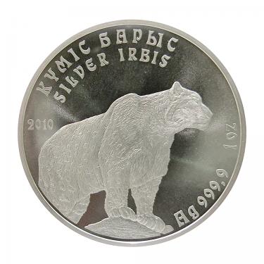 Silbermünze 1Tenge Schneeleopard Kasachstan 2010