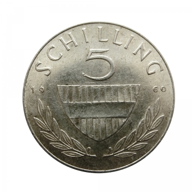 5 Schilling Silbermünze 1961-1969 - 3,3 Gramm Feinsilber