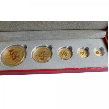 Satz Goldmünzen Lunar II Drache 2012 (5 Münzen) im Etui