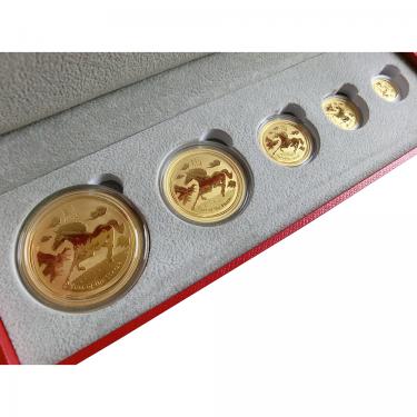 Satz Goldmünzen Lunar II Pferd 2014 (5 Münzen) im Etui