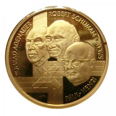 Goldmünze 100 Euro Belgien Väter Europas 2002 mit Box und COA