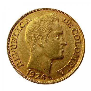 Goldmünze 5 Pesos Kolumbien 1924
