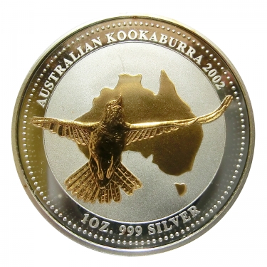 Silbermünze Kookaburra 2002 - 1 Unze gilded