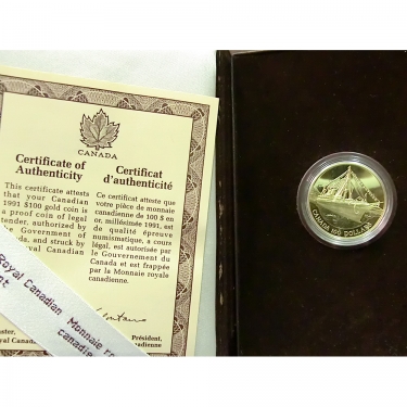 Goldmünze Canada  100 Dollar S.S. Empress of India 1991 mit Etui und Zertifikat