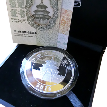 China Panda Silbermünze 2016 PP - 150 gr.  mit Zertifikat und Box