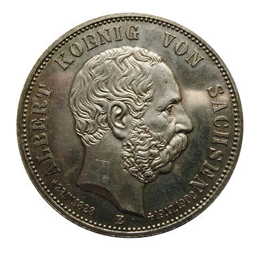 5 Mark Silbermünze Albert, Sachsen, mit Lebensdaten 1902 - J.128