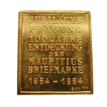 Jubilumsprgung der Briefmarke 100 Jahre Mauritius 1864-1964 - 7 Gramm 900/000 Gold