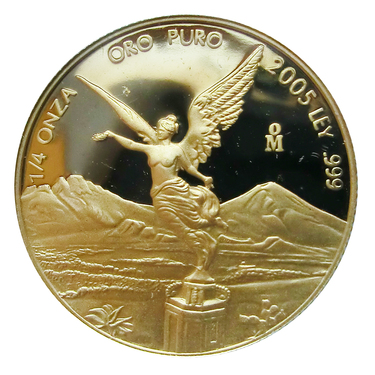 Goldmünze Mexiko Libertad Siegesgöttin 2005 - 1/4 Unze polierte Platte