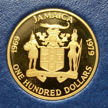 Goldmnze 100 Dollar  Jamaika Charles Prince of Wales 1979 polierte Platte