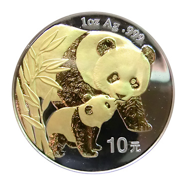 China Panda Silbermünze 2004 - 1 Unze gilded
