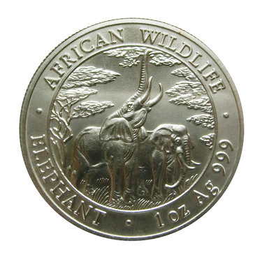 Silbermünze Sambia Elefant 2000 - 1 Unze 999 Feinsilber