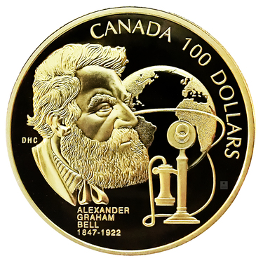 Goldmünze 1/4 Unze 100 Dollar Canada Graham Bell 1997 polierte Platte