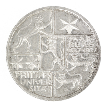 3 Mark Silbermünze 400 Jahre Philipps-Uni Marburg 1927 - J.330