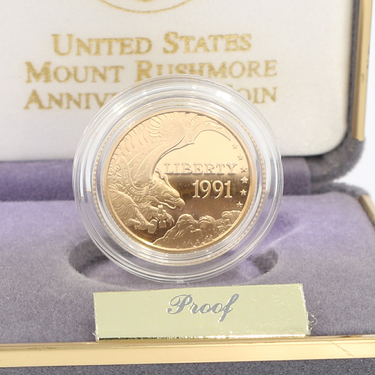 Goldmünze 5 Dollar  Liberty Mount Rushmore 1991 PP mit Etui