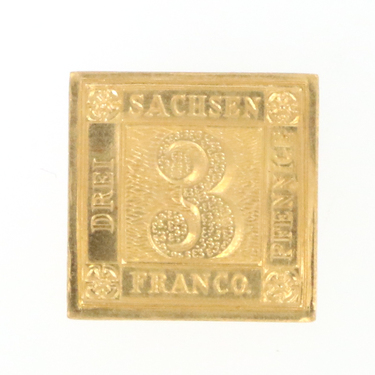 Briefmarke Sachsen Franco 3 Pfennig 900 Gold 8 Gramm