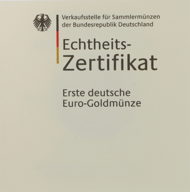 Zertifikat für Währungsunion 2002 - 1 Unze - 200 €