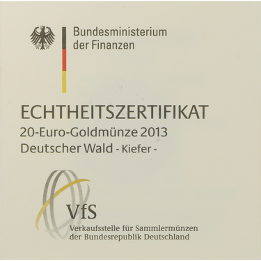 Zertifikat für Deutscher Wald Kiefer 2013 - 20 Euro