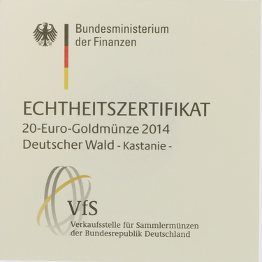 Zertifikat für Deutscher Wald Kastanie 2014 - 20 Euro