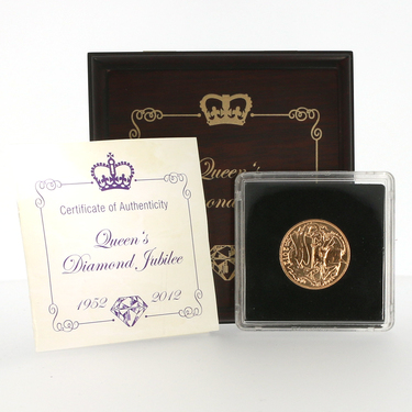 Goldmnze Queen Diamond Jubilee 2012 mit Brill. 0,01 ct VS/TW