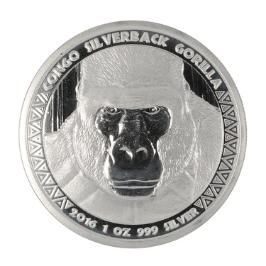 Silbermünze Congo Silverback Gorilla 2016 - 1 Unze 999 Feinsilber