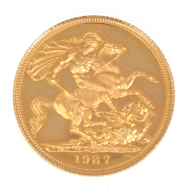 1 Pfund Sovereign Elisabeth mit Krone Goldmünze - 1987 - 916 GG